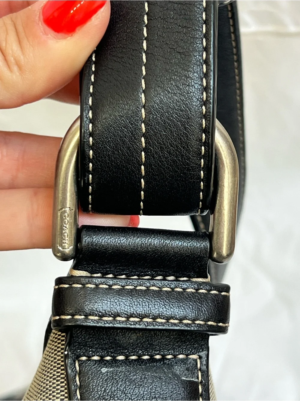 Vintage Y2K Coach F13080 Signature C Jacquard Black Shoulder Bag